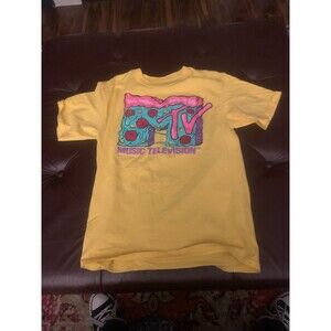MTV Retro Graphic T‑Shirt – Yellow Pop Art Logo – Size M